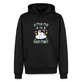 Je Peux Pas J'ai Aqua Poney - Sweat à capuche Premium bio Homme - noir - Devant - Nico (187cm)