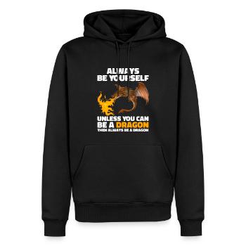 Sei immer du selbst, es sei denn, du kannst ein Drache sein - Männer Premium Bio Hoodie - Schwarz - Vorne - Nico (187cm)
