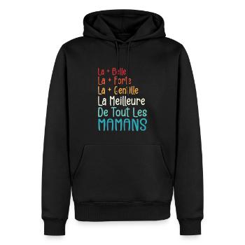 La Meilleure de Toutes Les Mamans | Maman Cadeau - Sweat à capuche Premium bio Homme - noir - Devant - Nico (187cm)