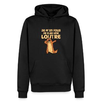 Je M'en Fous Je Suis Une Loutre Cadeau - Sweat à capuche Premium bio Homme - noir - Devant - Nico (187cm)