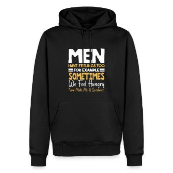 Männer haben auch Gefühle Lustiges Zitat Humor Männer - Männer Premium Bio Hoodie - Schwarz - Vorne - Nico (187cm)