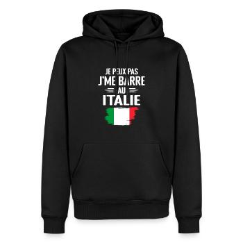 Je Peux Pas J'me Barre Au Italie - Sweat à capuche Premium bio Homme - noir - Devant - Nico (187cm)