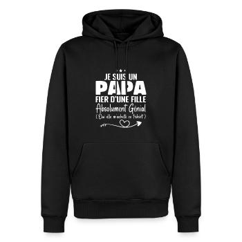 Je Suis Un Papa Fier D'une Fille - Père et Fils - Sweat à capuche Premium bio Homme - noir - Devant - Nico (187cm)