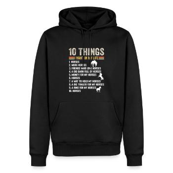 10 Things I Want In Life Horse More Horses Horse - Sweat à capuche Premium bio Homme - noir - Devant - Nico (187cm)