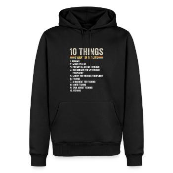 10 Dinge, die ich in meinem Leben will Angeln Mehr Angeln - Männer Premium Bio Hoodie - Schwarz - Vorne - Nico (187cm)
