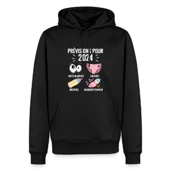 Prévisions pour 2024 Humour Futur Papa pour 2024 - Sweat à capuche Premium bio Homme - noir - Devant - Nico (187cm)