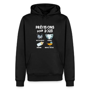 Prévisions pour 2023 Humour Futur Papa pour 2023 - Sweat à capuche Premium bio Homme - noir - Devant - Nico (187cm)