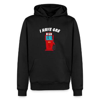 Ich habe Benzin - Lustige Zapfsäule - Männer Premium Bio Hoodie - Schwarz - Vorne - Nico (187cm)
