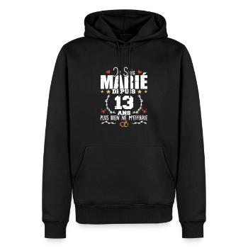 Je Suis Marié Depuis 13 Ans, Cadeau 13 Ans Mariage - Sweat à capuche Premium bio Homme - noir - Devant - Nico (187cm)