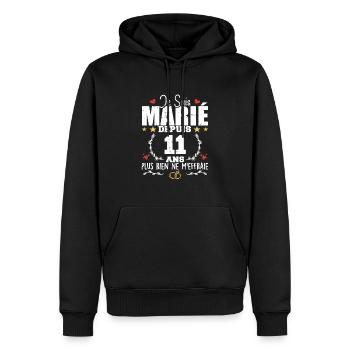 Je Suis Marié Depuis 11 Ans, Cadeau 11 Ans Mariage - Sweat à capuche Premium bio Homme - noir - Devant - Nico (187cm)