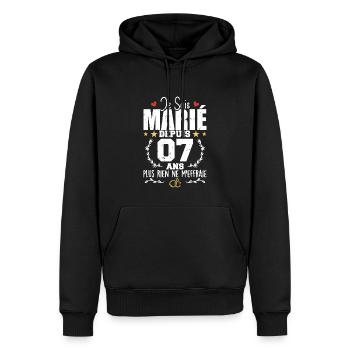 Je Suis Marié Depuis 7 Ans, Cadeau 7 Ans Mariage - Sweat à capuche Premium bio Homme - noir - Devant - Nico (187cm)