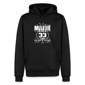 Je Suis Marié Depuis 33 Ans, Cadeau 33 Ans Mariage - Sweat à capuche Premium bio Homme - noir - Devant - Nico (187cm)