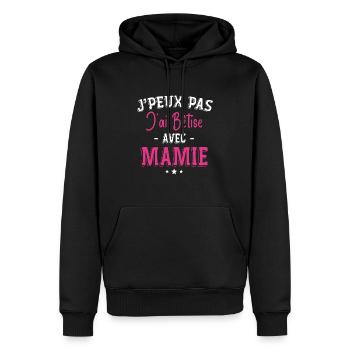 Je Peux Pas J'ai Bêtise Avec Mamie - Sweat à capuche Premium bio Homme - noir - Devant - Nico (187cm)