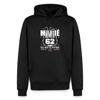 Je Suis Marié Depuis 62 Ans, Cadeau 62 Ans Mariage - Sweat à capuche Premium bio Homme - noir - Devant - Nico (187cm)
