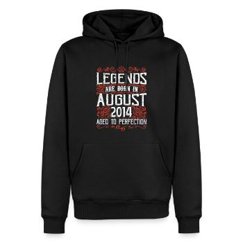 2014 Août Vintage Anniversaire Rétro Août 2014 - Sweat à capuche Premium bio Homme - noir - Devant - Nico (187cm)