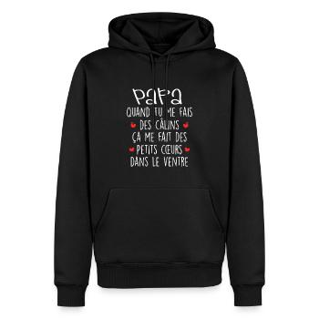 Papa - Fête des Pères - Bébé - Naissance - Baby - Sweat à capuche Premium bio Homme - noir - Devant - Nico (187cm)