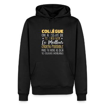 Mes Collègues Sont Inoubliables Et Extra - Sweat à capuche Premium bio Homme - noir - Devant - Nico (187cm)