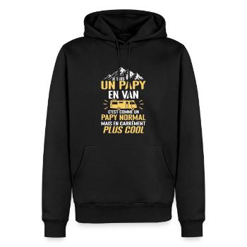 Cadeau Papy Van Camping Car Voyage Cadeau Papy - Sweat à capuche Premium bio Homme - noir - Devant - Nico (187cm)