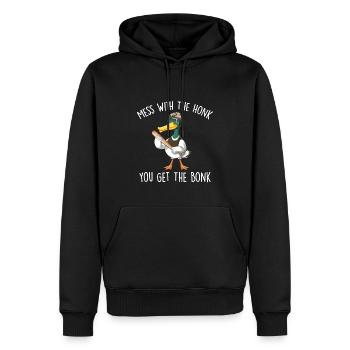 Leg dich mit dem Hupen an, du bekommst den Bonk - Männer Premium Bio Hoodie - Schwarz - Vorne - Nico (187cm)