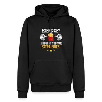 Exercise I Thought You Said Extra Fries - Sweat à capuche Premium bio Homme - noir - Devant - Nico (187cm)