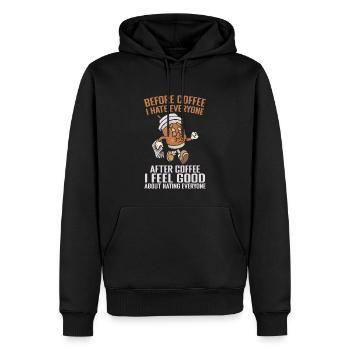 Before Coffee I Hate Everyone After Coffee - Sweat à capuche Premium bio Homme - noir - Devant - Nico (187cm)