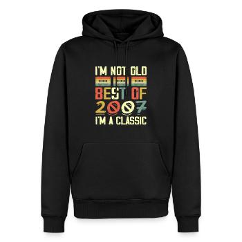 2007 I'm Not Old I'm Classic Vintage 2007 Geburtstag - Männer Premium Bio Hoodie - Schwarz - Vorne - Nico (187cm)