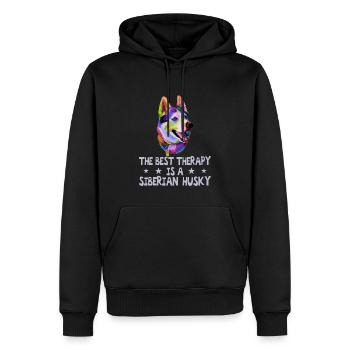 The Best Therapy Is Siberian Husky Dog Lover - Sweat à capuche Premium bio Homme - noir - Devant - Nico (187cm)