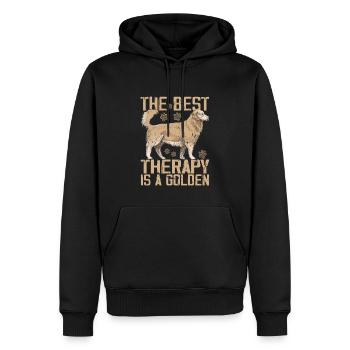 The Best Therapy Is Golden Retriever Dog Lover - Men’s Premium Organic Hoodie - black - Front - Nico (187cm)