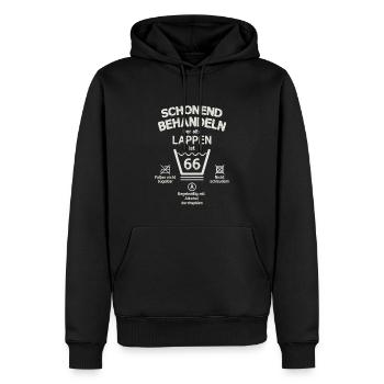 Der Alte Lappen, Schonend Behandeln 66. Geburtstag - Männer Premium Bio Hoodie - Schwarz - Vorne - Nico (187cm)