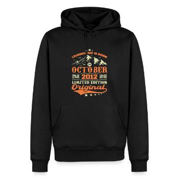 Original octobre 2012 vintage anniversaire 2012 - Sweat à capuche Premium bio Homme - noir - Devant - Nico (187cm)