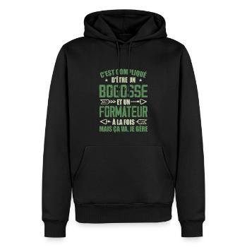Bogosse Et Formateur Cadeau Meilleur Collègue - Sweat à capuche Premium bio Homme - noir - Devant - Nico (187cm)