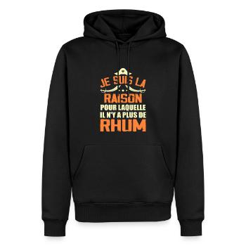 Cadeau Humour Pirates Rhum - Sweat à capuche Premium bio Homme - noir - Devant - Nico (187cm)