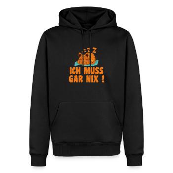 Ich Muss Gar Nix - Männer Premium Bio Hoodie - Schwarz - Vorne - Nico (187cm)