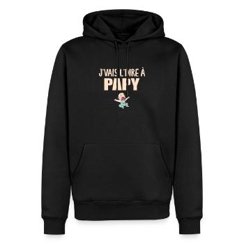 Papy - Grand-père - Papi - J'vais le dire - Sweat à capuche Premium bio Homme - noir - Devant - Nico (187cm)