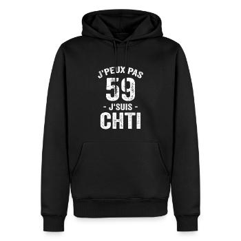 Je Peux Pas Je Suis Chti 59 - Ch'ti, chtimi - Sweat à capuche Premium bio Homme - noir - Devant - Nico (187cm)