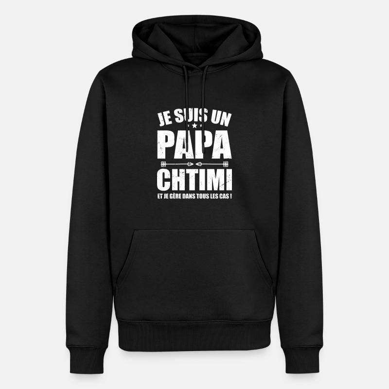 Papa CHTIMI - Sweat à capuche Premium bio Homme - noir