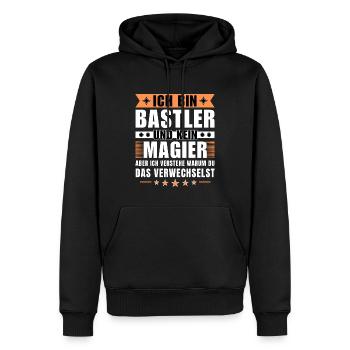 Ich bin Bastler und kein Magier - Männer Premium Bio Hoodie - Schwarz - Vorne - Nico (187cm)