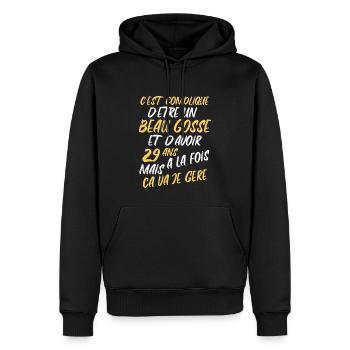 Cadeau D'anniversaire Beau gosse et d'avoir 29 ans - Sweat à capuche Premium bio Homme - noir - Devant - Nico (187cm)