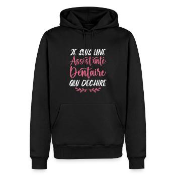 Je suis Assistante Dentaire qui Déchire - Sweat à capuche Premium bio Homme - noir - Devant - Nico (187cm)