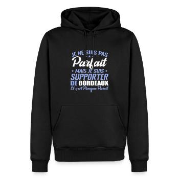 Je Ne Suis Pas Parfait, Supporteur De Bordeaux. - Sweat à capuche Premium bio Homme - noir - Devant - Nico (187cm)