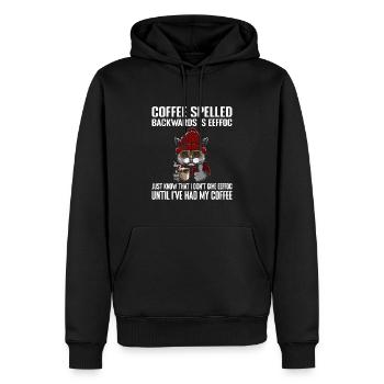 Coffee Spelled Backwards Is Eeffoc Cats & Coffee - Sweat à capuche Premium bio Homme - noir - Devant - Nico (187cm)