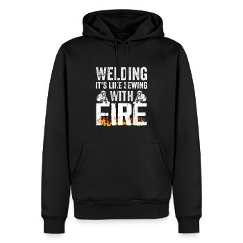 Schweißen ist wie Nähen mit Feuer - Männer Premium Bio Hoodie - Schwarz - Vorne - Nico (187cm)