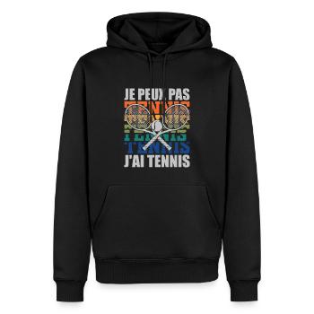 Je Peux Pas J'ai Tennis Idée Cadeau Drôle Homme - Sweat à capuche Premium bio Homme - noir - Devant - Nico (187cm)