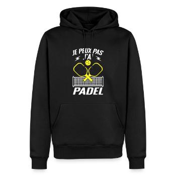 Je Peux Pas J'ai Padel - Cadeau Padeliste - Sweat à capuche Premium bio Homme - noir - Devant - Nico (187cm)