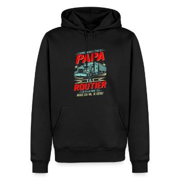 Papa Et Routier Qui Gère Camion Routier Cadeau - Sweat à capuche Premium bio Homme - noir - Devant - Nico (187cm)