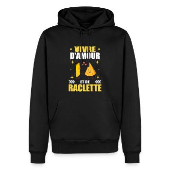 Vivre D'amour Et De Raclette Cadeau Humour Fromage - Sweat à capuche Premium bio Homme - noir - Devant - Nico (187cm)