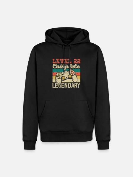 Niveau 22 Complete, Cadeau D'anniversaire 22 Ans - Sweat à capuche Premium bio Homme - noir