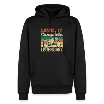 Niveau 17 Complete, Cadeau D'anniversaire 17 Ans - Sweat à capuche Premium bio Homme - noir - Devant - Nico (187cm)