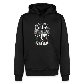 Bébés égaux meilleurs ont un papa Italien - Sweat à capuche Premium bio Homme - noir - Devant - Nico (187cm)