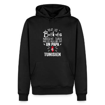 Bébés égaux meilleurs ont un papa Tunisien - Sweat à capuche Premium bio Homme - noir - Devant - Nico (187cm)